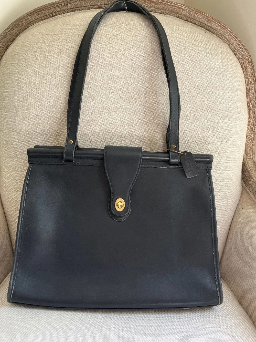 COACH Vintage Barclay Briefcase Shoulder Bag Black Leather 9096